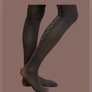 Black Anthropologie Tights with dotted lines S/M